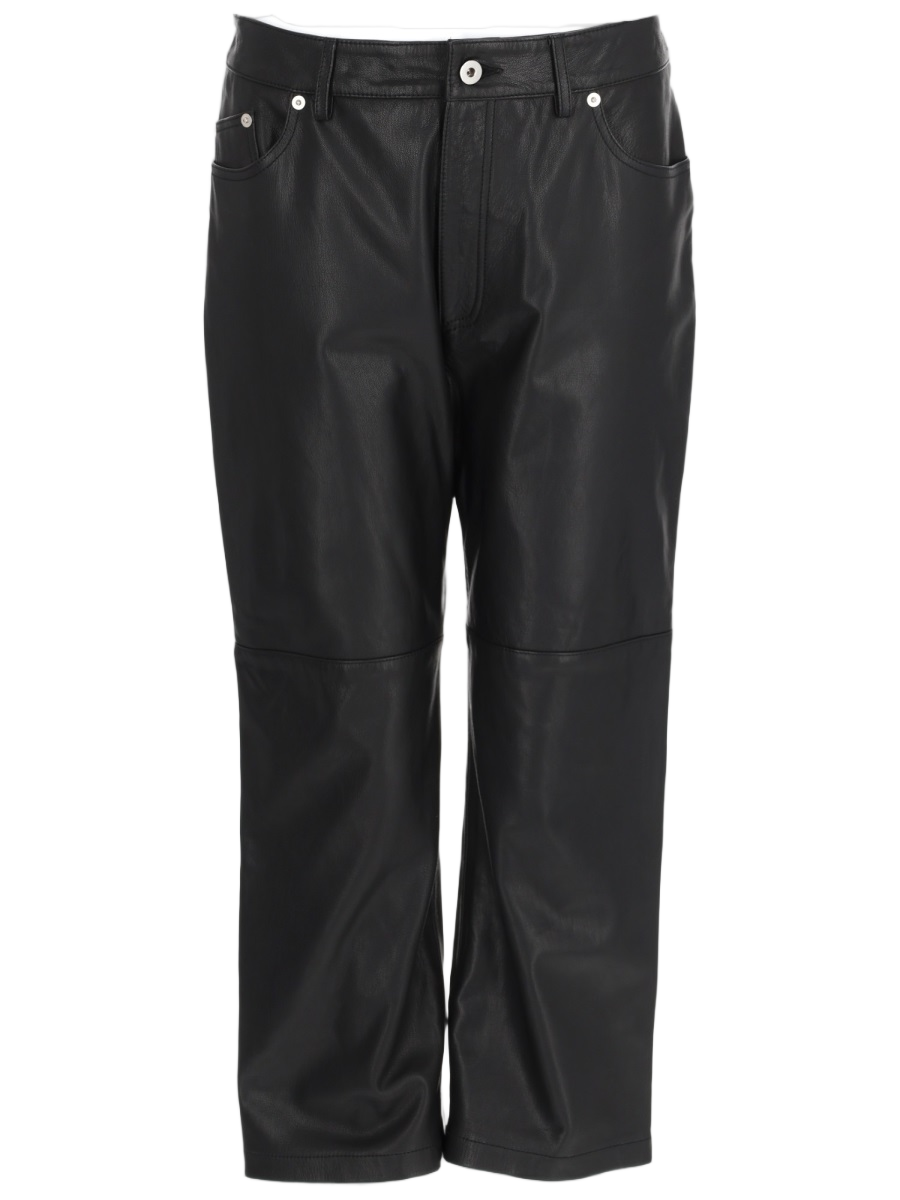 Alexander McQueen Cropped Faux Leather Five-Pocket Pants Zwart