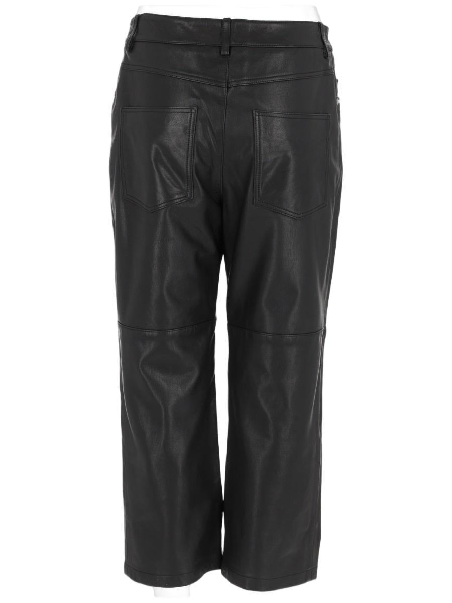 Alexander McQueen Cropped Faux Leather Five-Pocket Pants Zwart