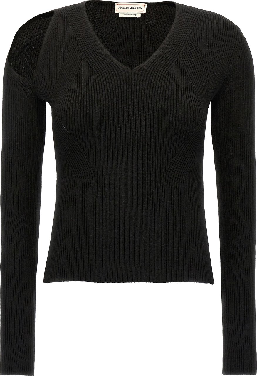 Alexander McQueen Black Wool Cardigan Zwart