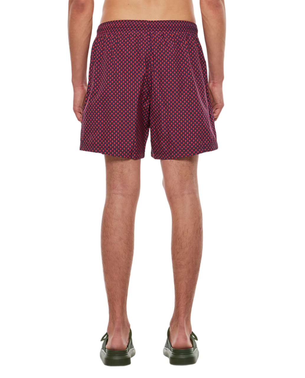 Alexander McQueen Skull Print Swim Shorts with Adjustable Waistband Blauw