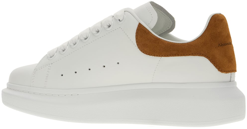 Alexander McQueen Alexander Mcqueen White leather sneakers with brown suede heel Wit