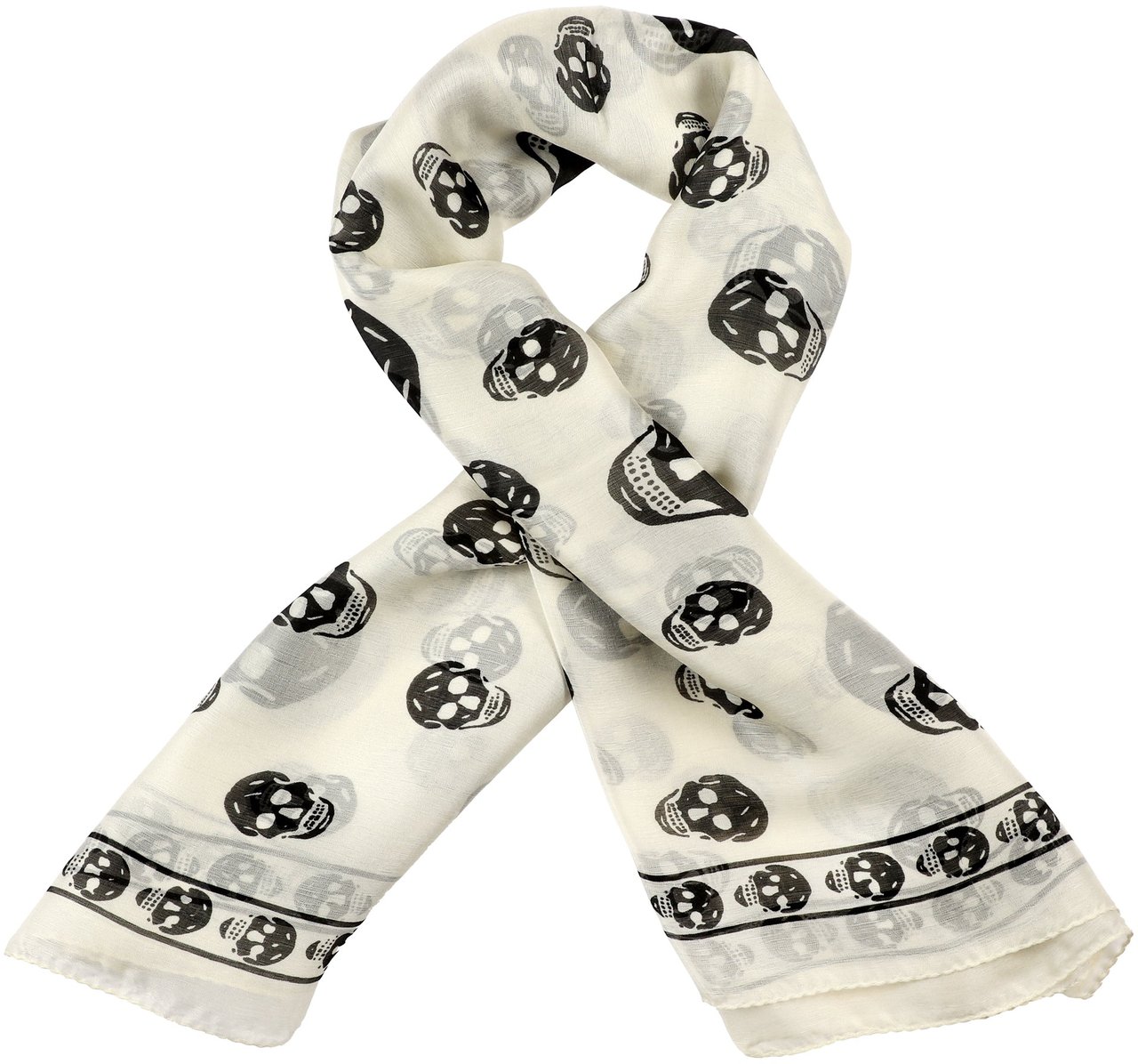 Alexander McQueen Skull Silk Scarf Grijs