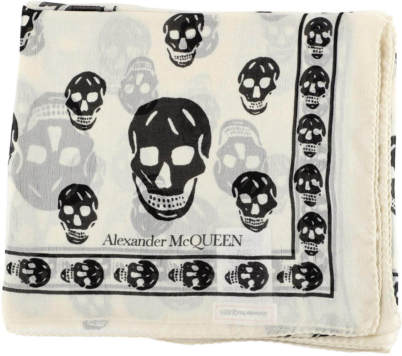 Alexander McQueen Skull Silk Scarf Grijs