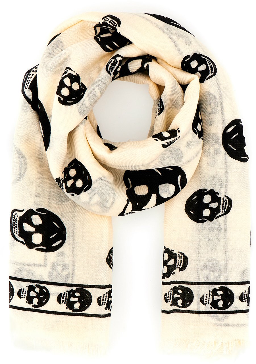 Alexander McQueen Alexander McQueen Printed wool foulard Neutraal