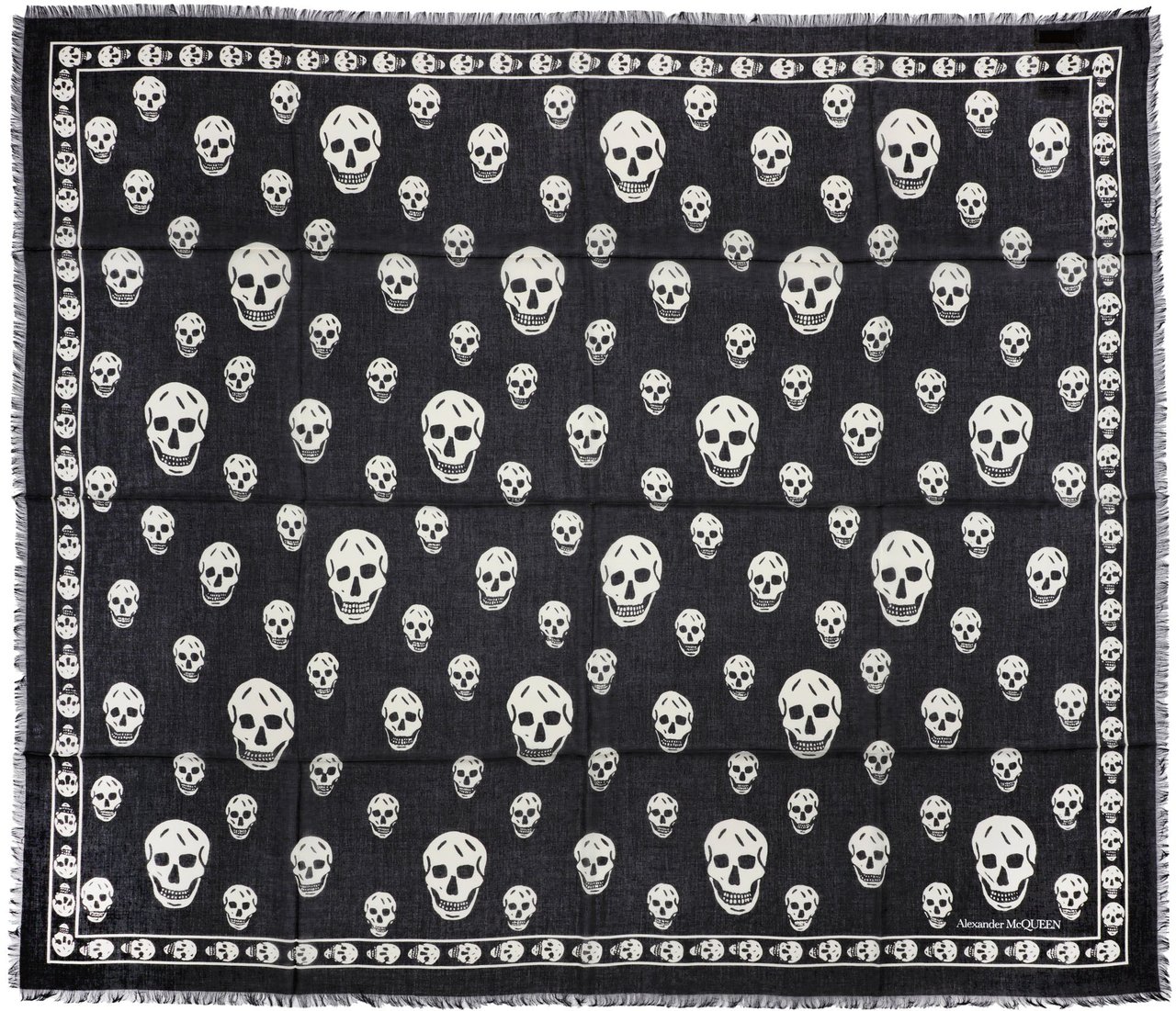 Alexander McQueen Skull Silk Scarf Zwart