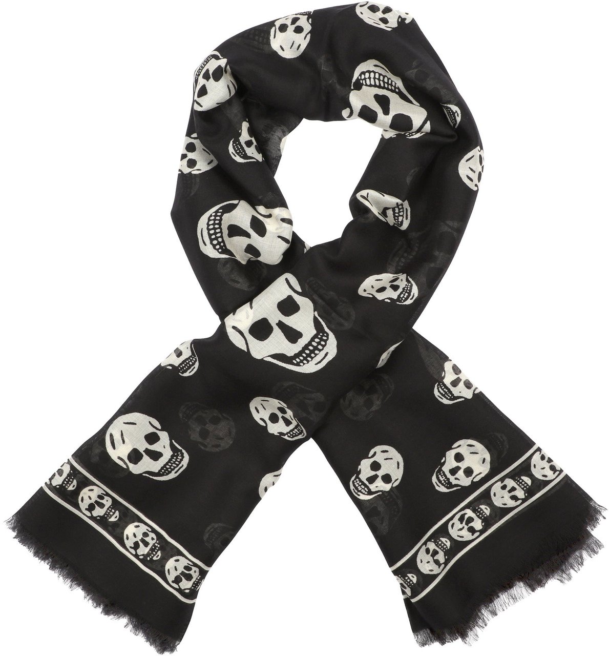 Alexander McQueen Skull Silk Scarf Zwart