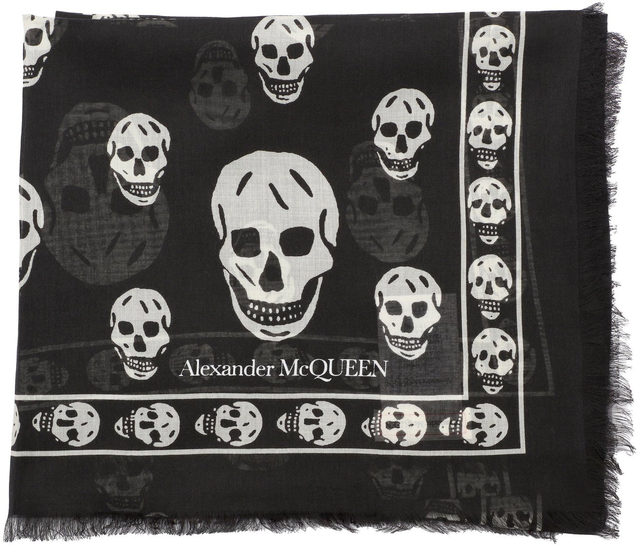 Alexander McQueen Skull Silk Scarf Zwart