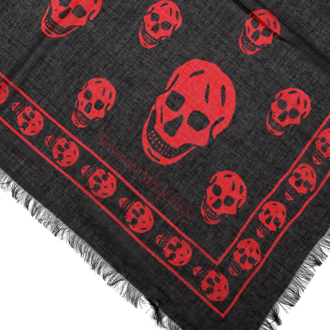 Alexander McQueen Skull Silk Scarf Zwart