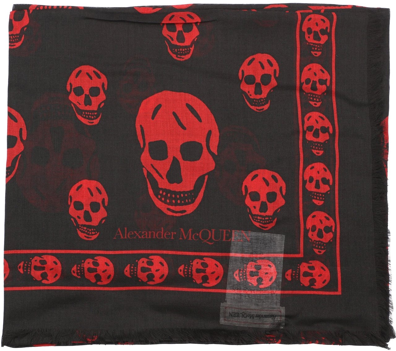 Alexander McQueen Skull Silk Scarf Zwart