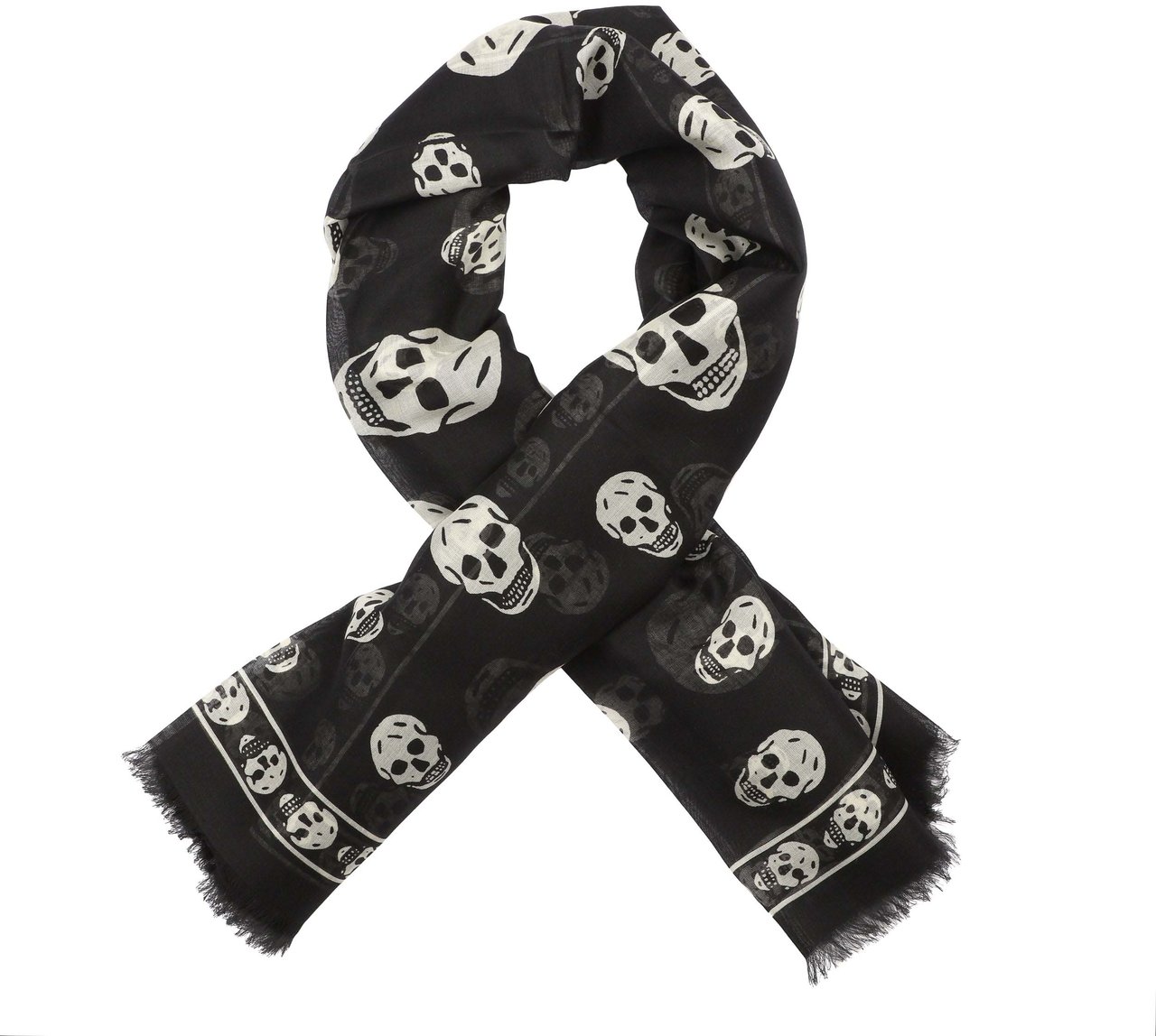 Alexander McQueen Skull Silk Scarf Zwart