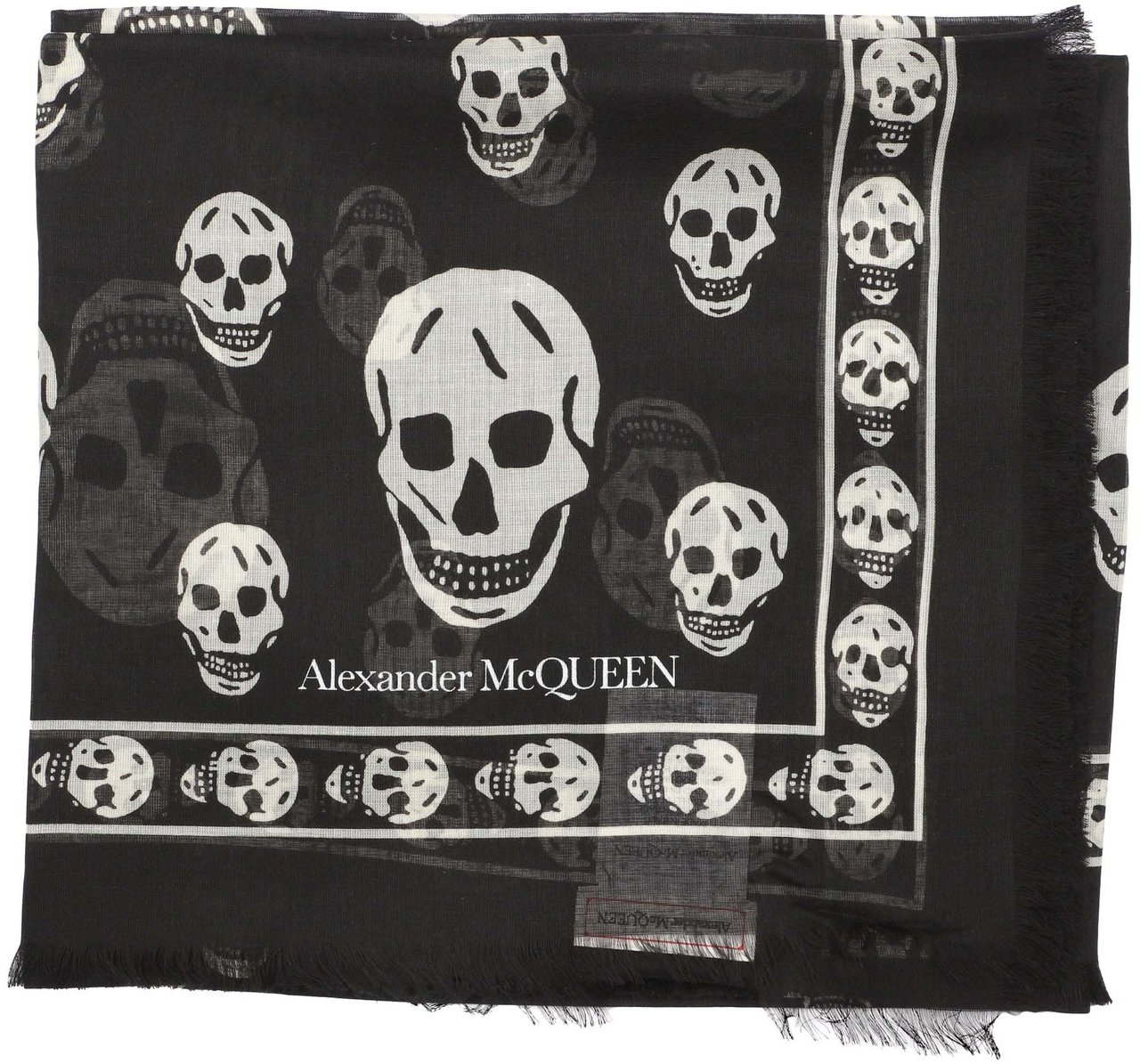 Alexander McQueen Skull Silk Scarf Zwart