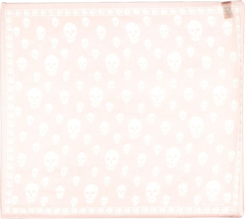 Alexander McQueen Silk Scarf With Subtle Skull Pattern Neutraal