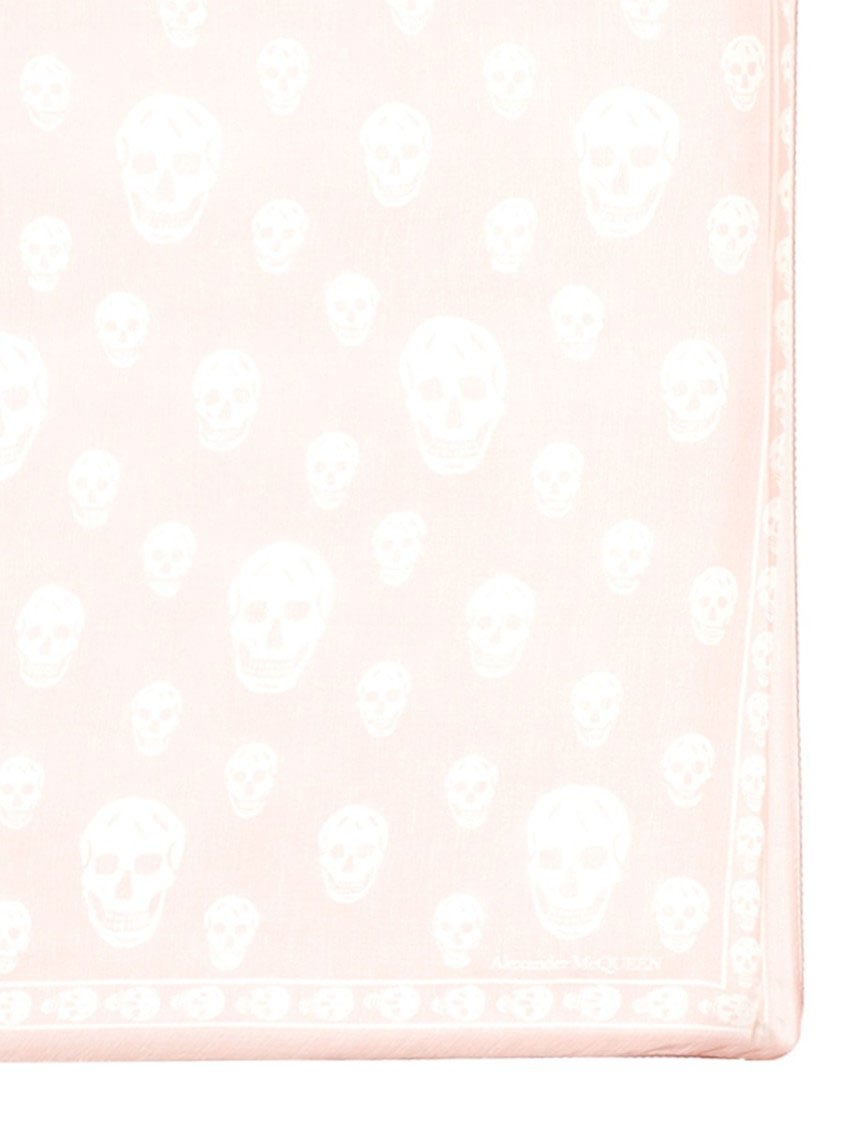Alexander McQueen Silk Scarf With Subtle Skull Pattern Neutraal
