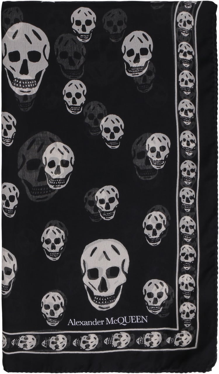 Alexander McQueen Printed silk scarf Zwart