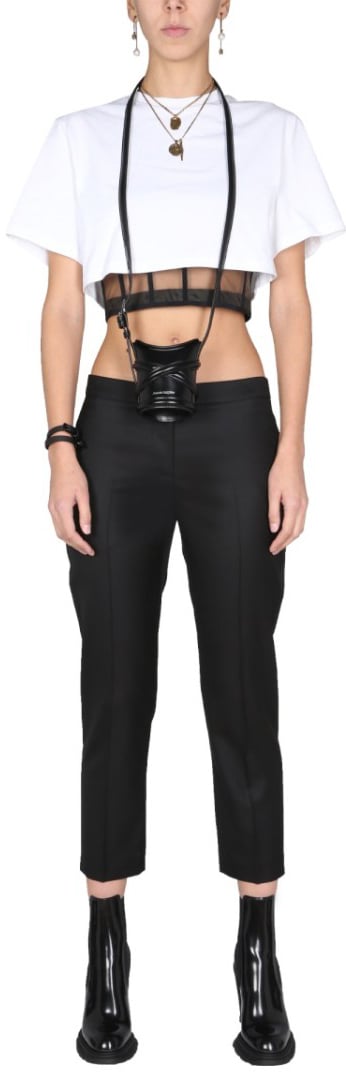 Alexander McQueen Tailored Cropped Trousers With Hidden Closure Zwart