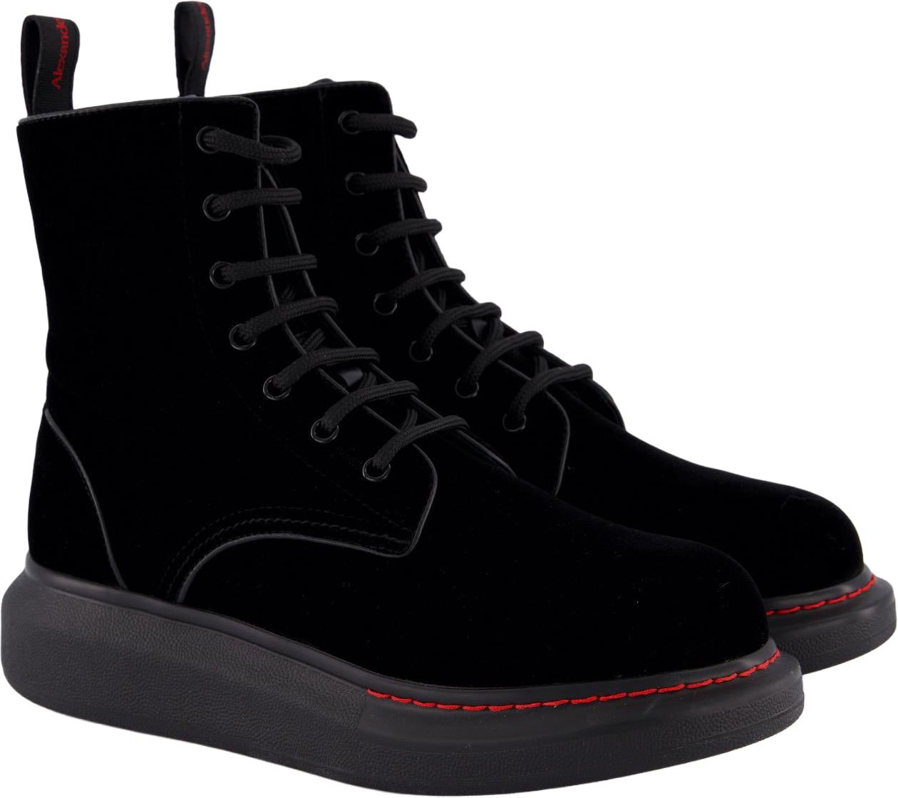 Alexander McQueen Dames Hybrid Lace up Velvet Zwart Zwart