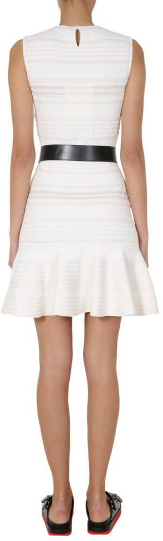 Alexander McQueen Fitted Knitted Mini Dress Wit