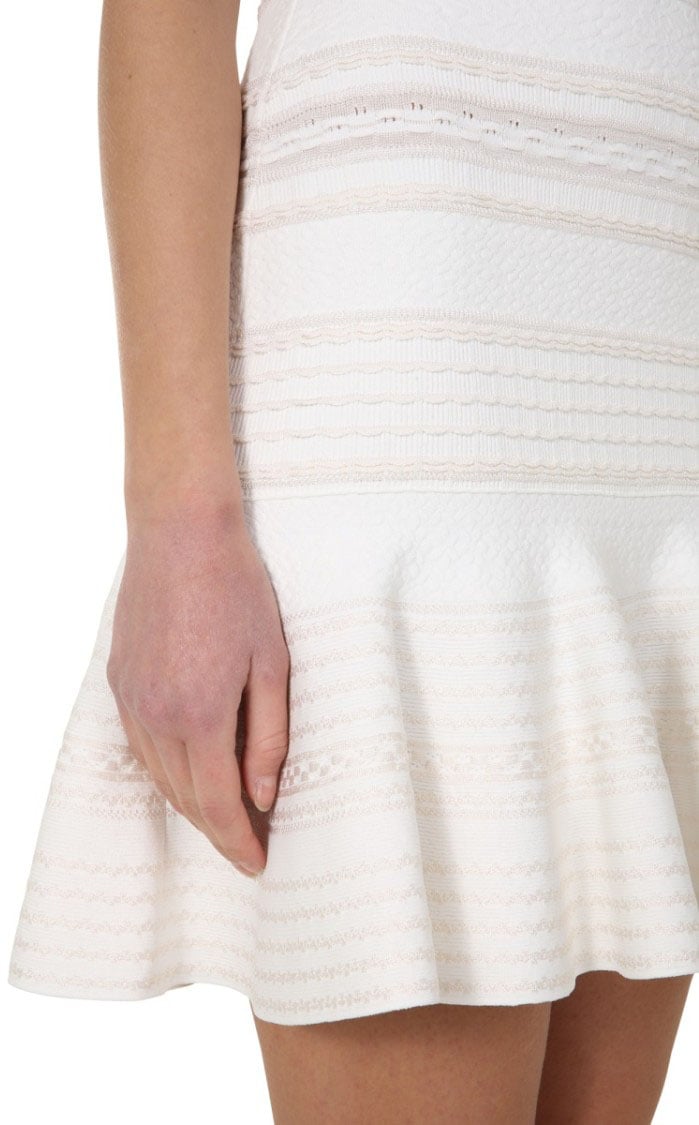 Alexander McQueen Fitted Knitted Mini Dress Wit