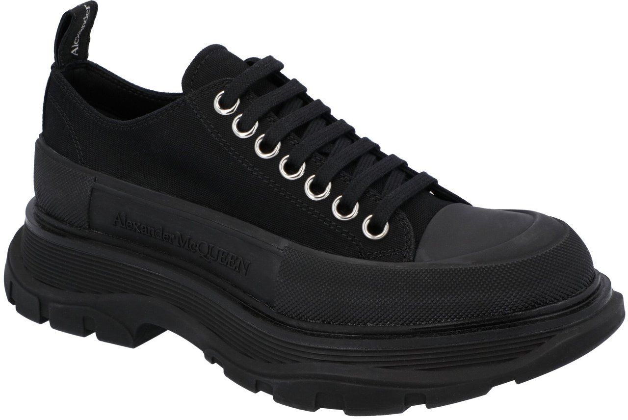 Alexander McQueen Black' Tread Slick Lace Up Zwart