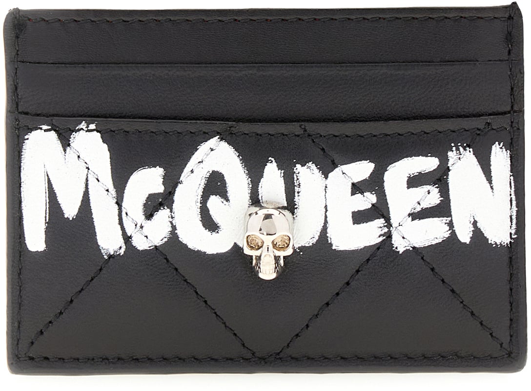 Alexander McQueen Alexander McQueen Black leather card holder Zwart