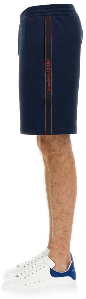 Alexander McQueen Bermuda Shorts With Selvedge Logo Band Zwart