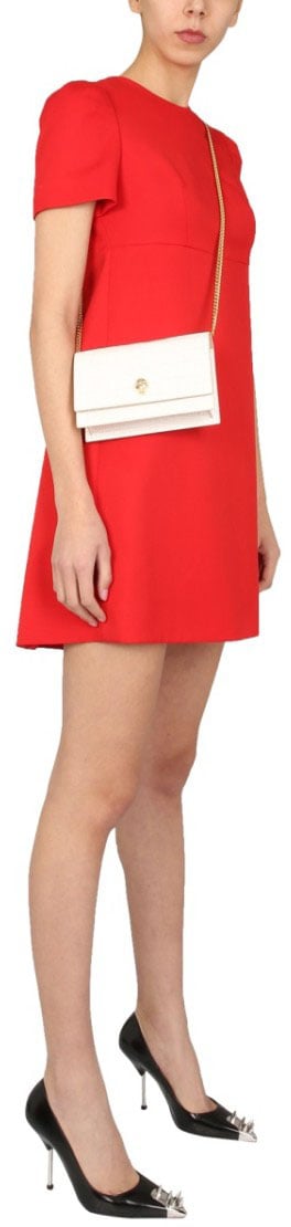 Alexander McQueen A-Line Dress With Pleated Cape Detail Rood