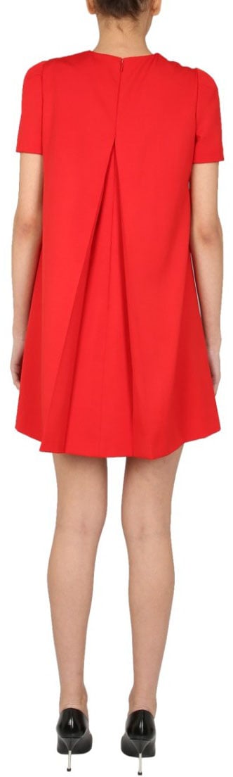 Alexander McQueen A-Line Dress With Pleated Cape Detail Rood