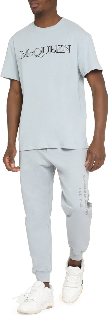 Alexander McQueen Logo cotton t-shirt Lichtblauw