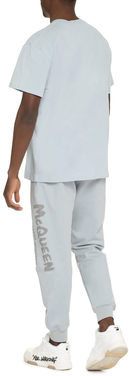 Alexander McQueen Logo cotton t-shirt Lichtblauw