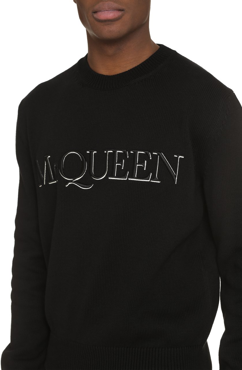 Alexander McQueen Cotton crew-neck sweater Zwart