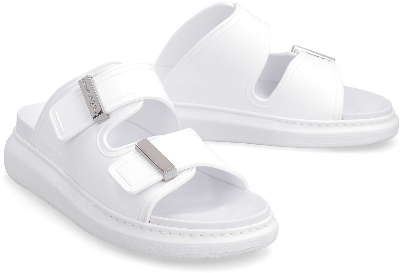 Alexander McQueen Rubber slides with logo Wit