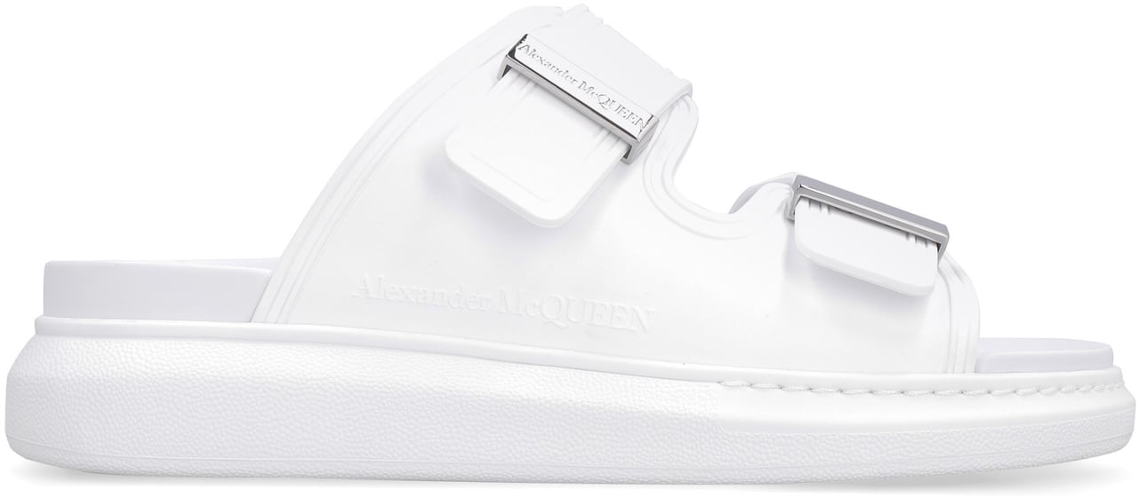 Alexander McQueen Rubber slides with logo Wit