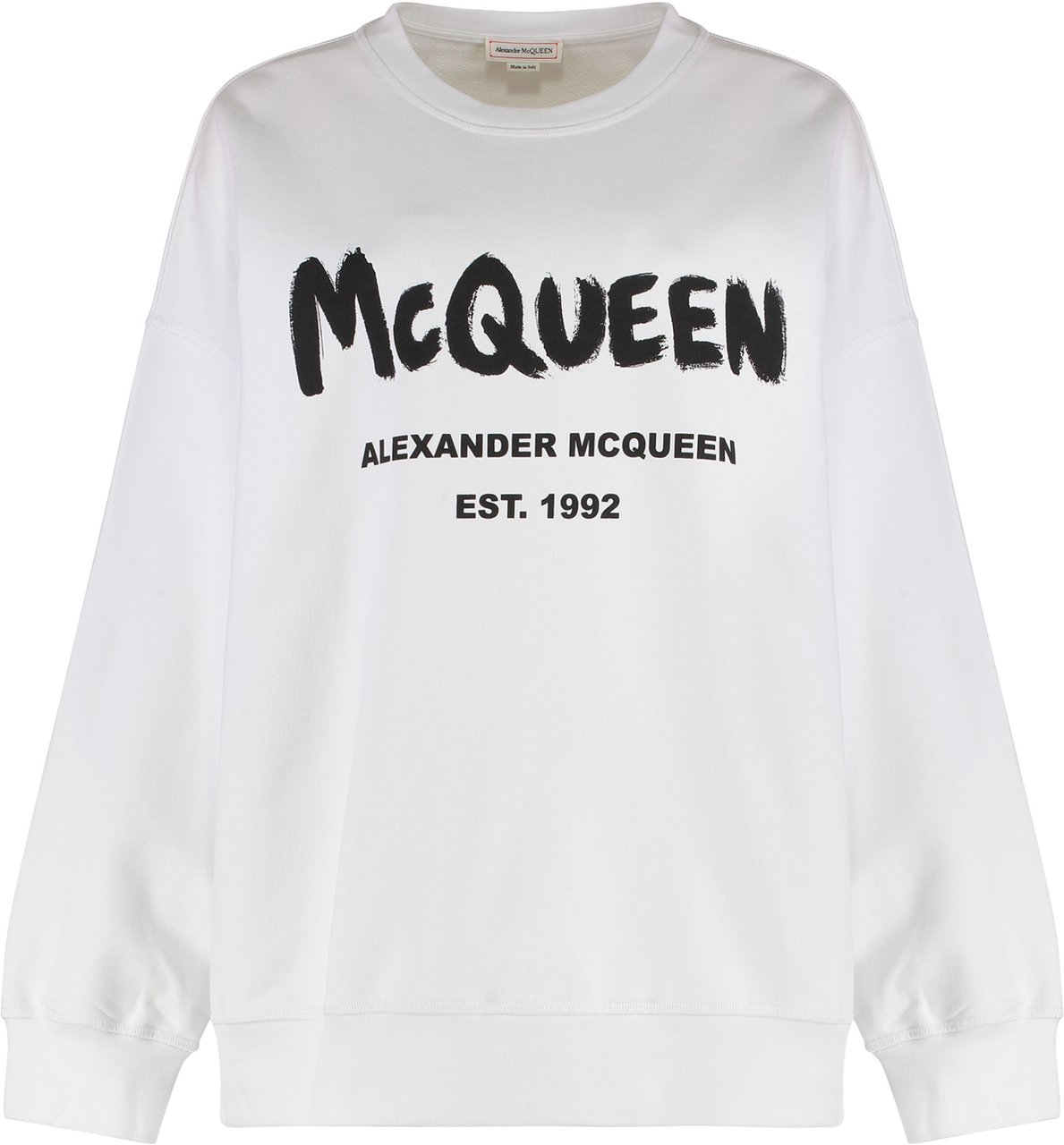 Alexander McQueen Cotton sweatshirt with logo Wit