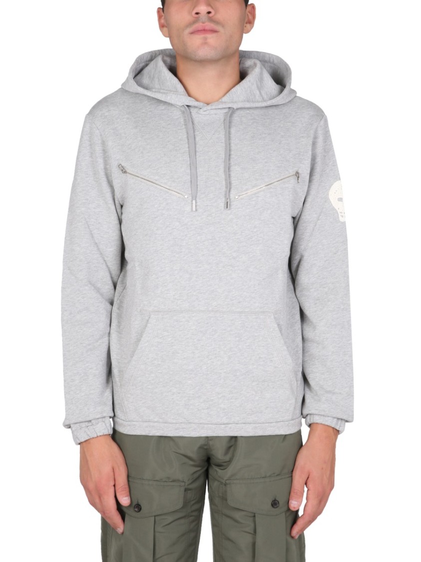 Alexander McQueen Light Grey Sweatshirt With Drawstring Hood Wit