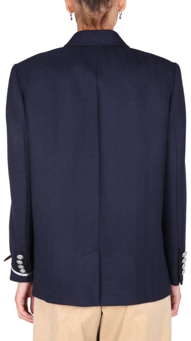Alexander McQueen Structured Double-Breasted Jacket With Tailored Fit Zwart