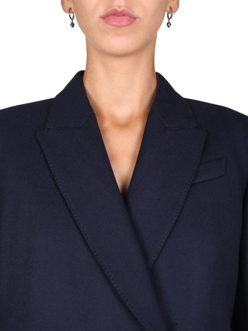 Alexander McQueen Structured Double-Breasted Jacket With Tailored Fit Zwart