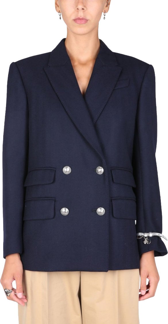 Alexander McQueen Structured Double-Breasted Jacket With Tailored Fit Zwart