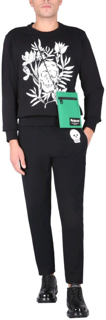 Alexander McQueen Jogging Pants With Embroidered Skull Zwart