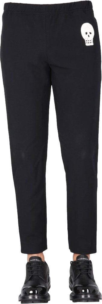 Alexander McQueen Jogging Pants With Embroidered Skull Zwart