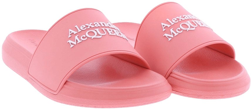 Alexander McQueen Dames Sandal Leath.S.Rubb. Slider Lo Roze
