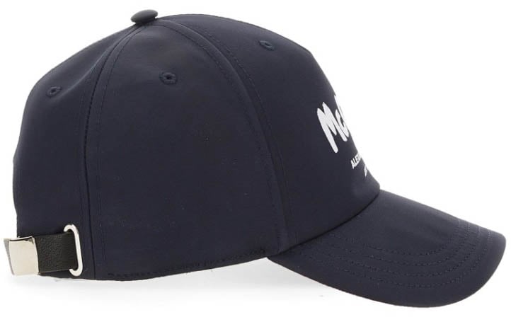 Alexander McQueen Graffiti Logo Hat Blauw