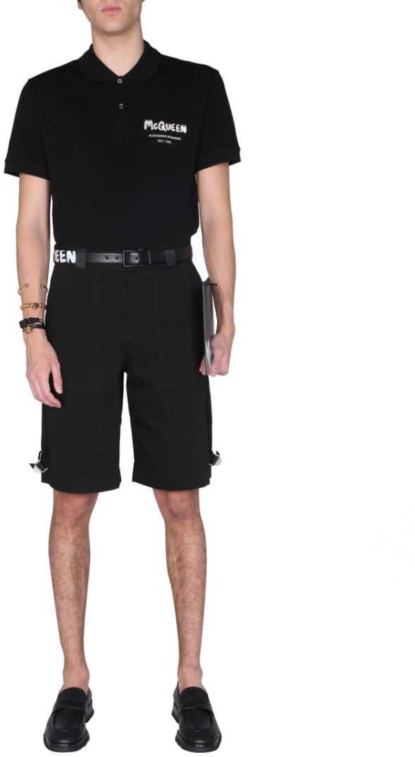 Alexander McQueen Tailored Regular Fit Bermuda Shorts Zwart