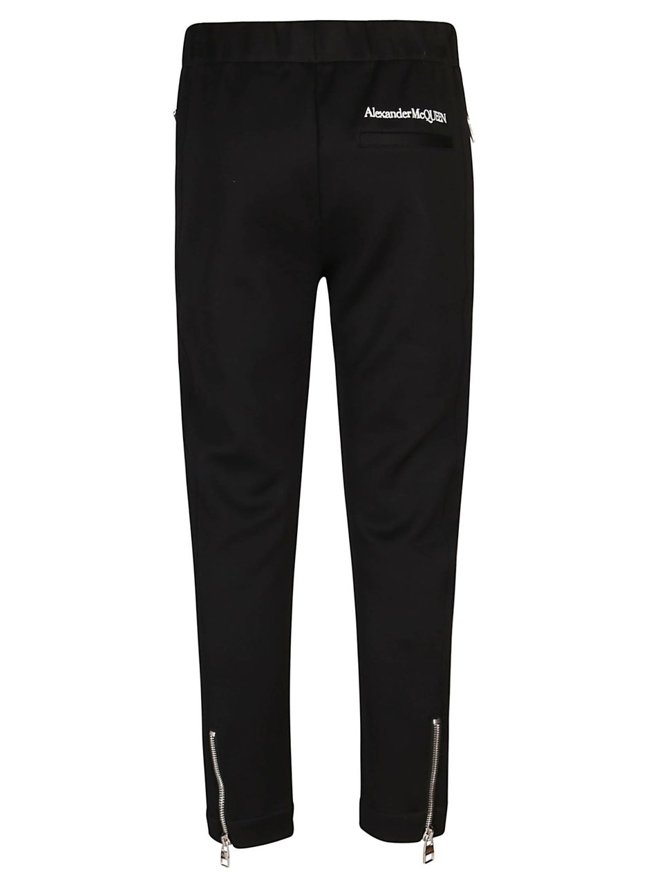 Alexander McQueen Slim-Fit Black Cotton Blend Trousers With Zippered Hems Zwart