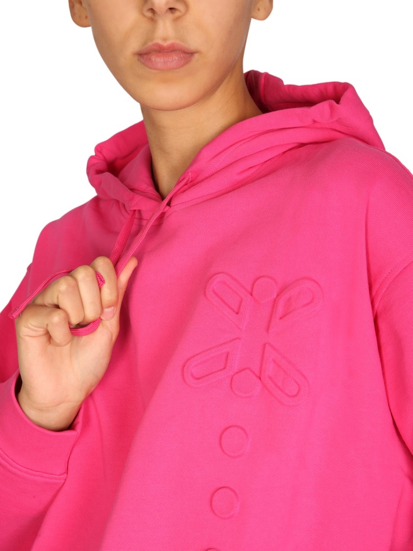 Alexander McQueen Relaxed Pink Hoodie With Embossed Detailing Roze