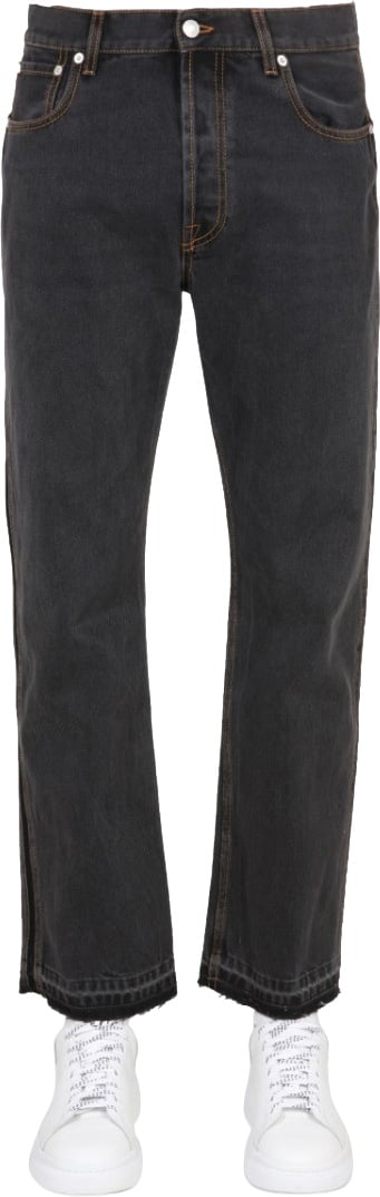 Alexander McQueen Raw Cut Hem Black Jeans Zwart