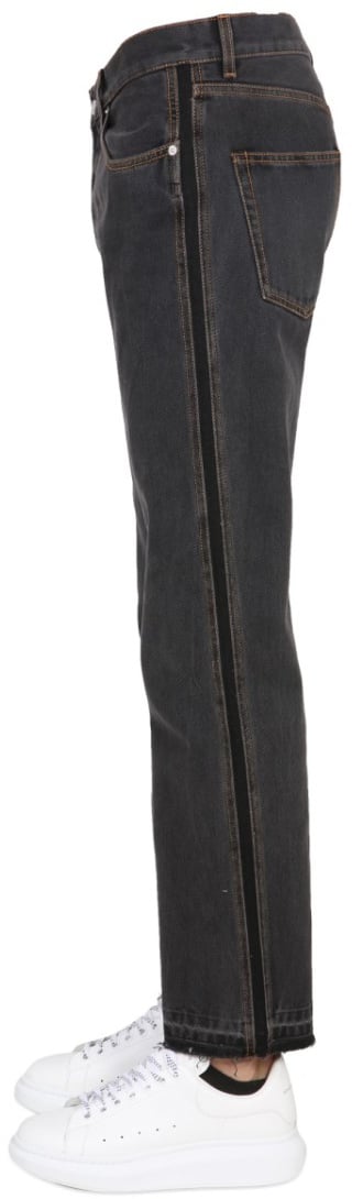 Alexander McQueen Raw Cut Hem Black Jeans Zwart