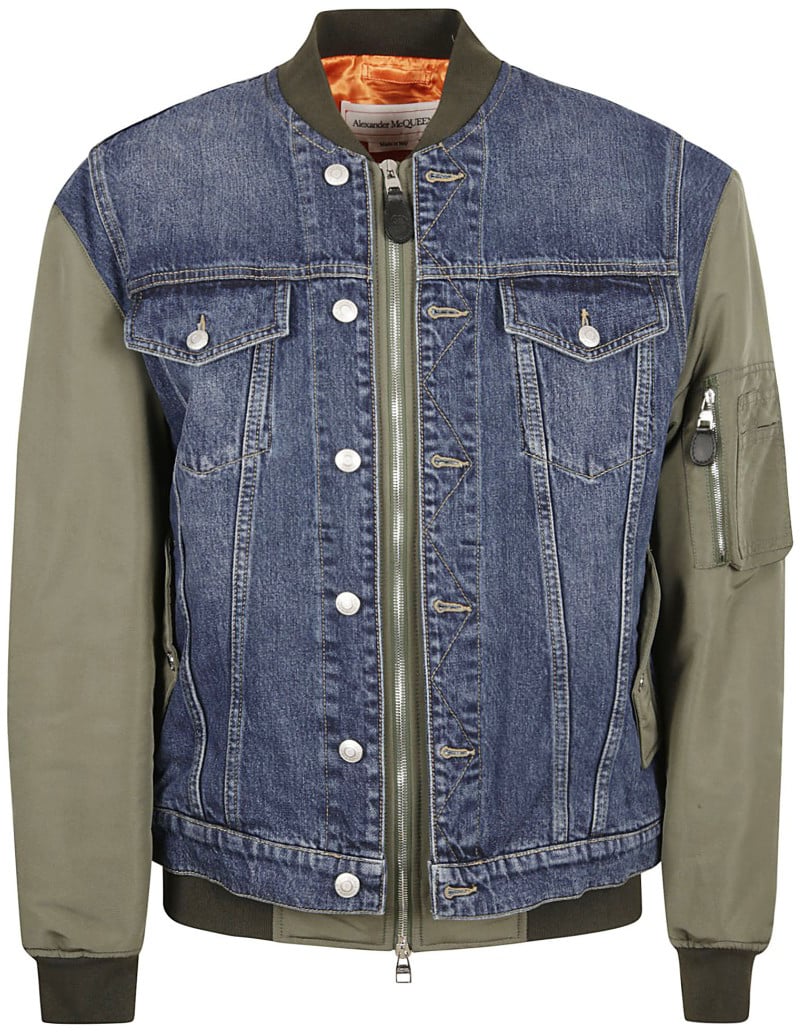 Alexander McQueen Denim And Fabric Casual Jacket Grijs