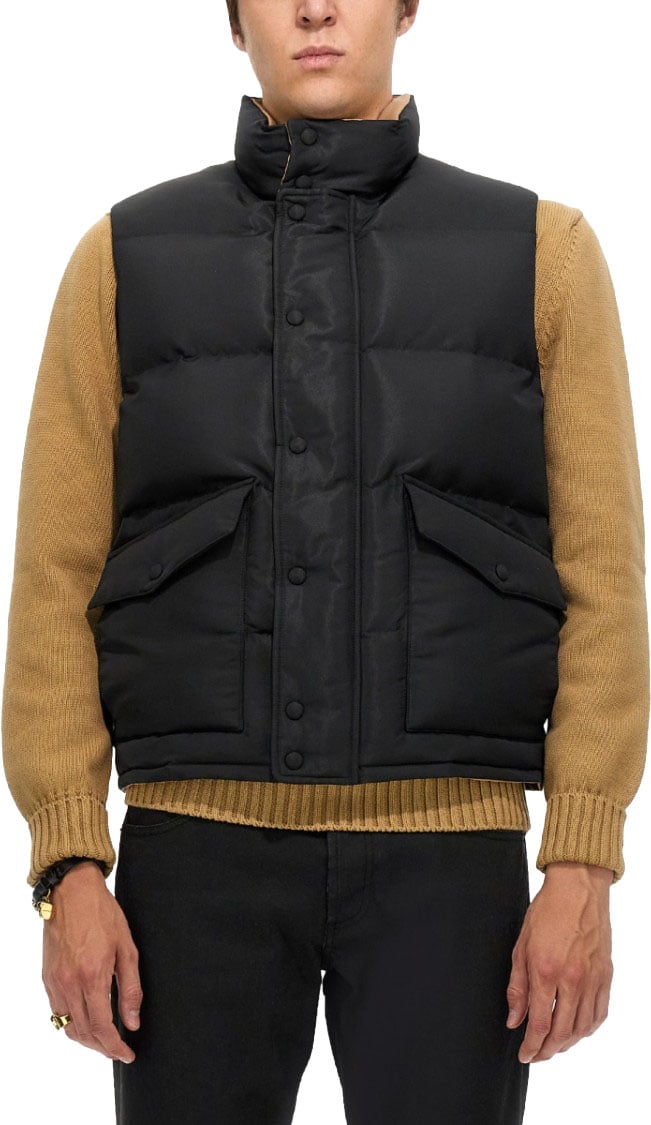 Alexander McQueen Graffiti Logo Print Down Vest Zwart