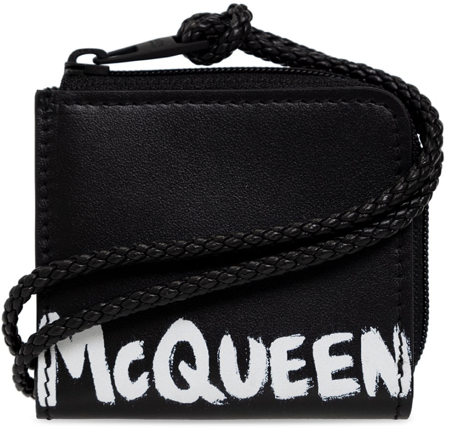 Alexander McQueen Graffiti Logo Coin Wallet Zwart