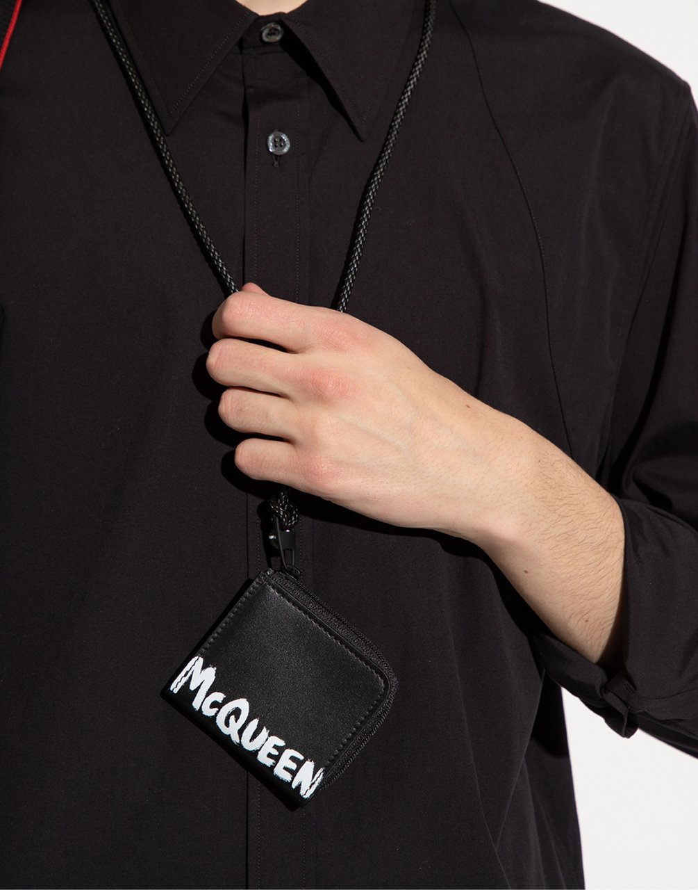 Alexander McQueen Graffiti Logo Coin Wallet Zwart